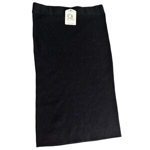 Qi Cashmere Black Sparkle Knit Pencil Skirt New with‎ Tags
